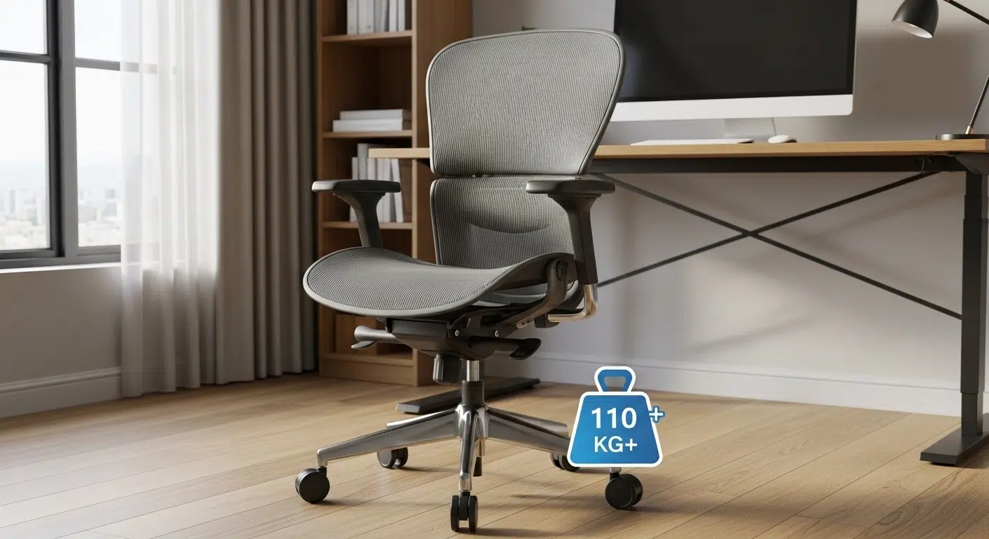 Nagy teherbírású ergonomikus hálós irodai forgószék 150 kg teherbírással, megerősített fém vázzal és Class 4 gázlifttel.