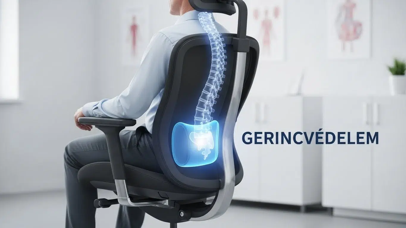 Ergonomikus irodai szék gerincsérvvel küzdőknek, kiemelt deréktámasszal a porckorongsérv tehermentesítésére.