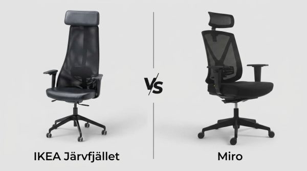IKEA Järvfjället és Ergomax MIRO ergonomikus irodaszékek összehasonlítása modern, letisztult home office környezetben