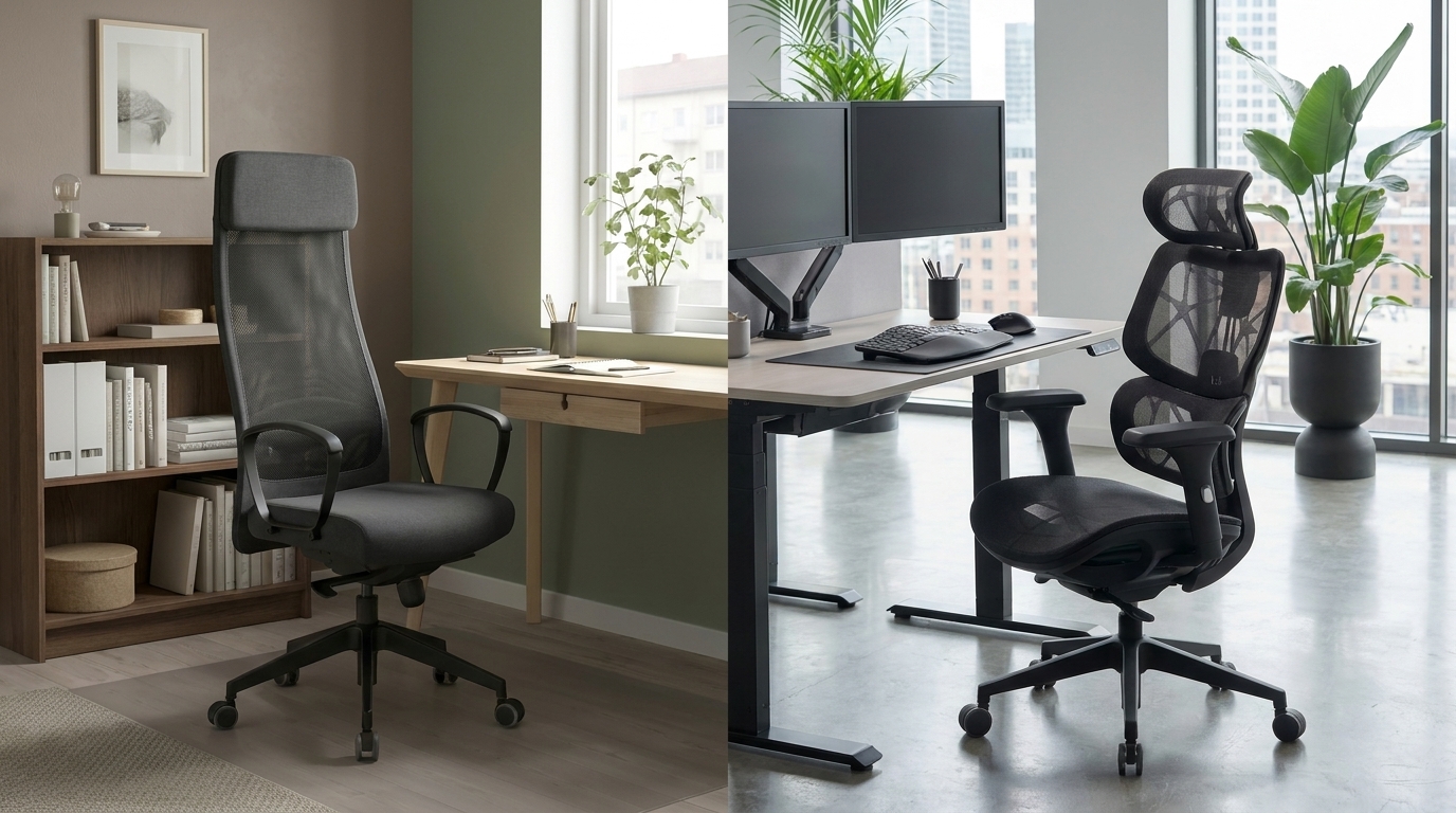 Ikea Markus vs Humantech székek összehasonlító kép