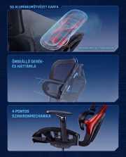 Red Race Gaming Chair – Mesh, 4-Position Synchro-Tilt Mechanism, XL Seat, Black & Burgundy - Image 2